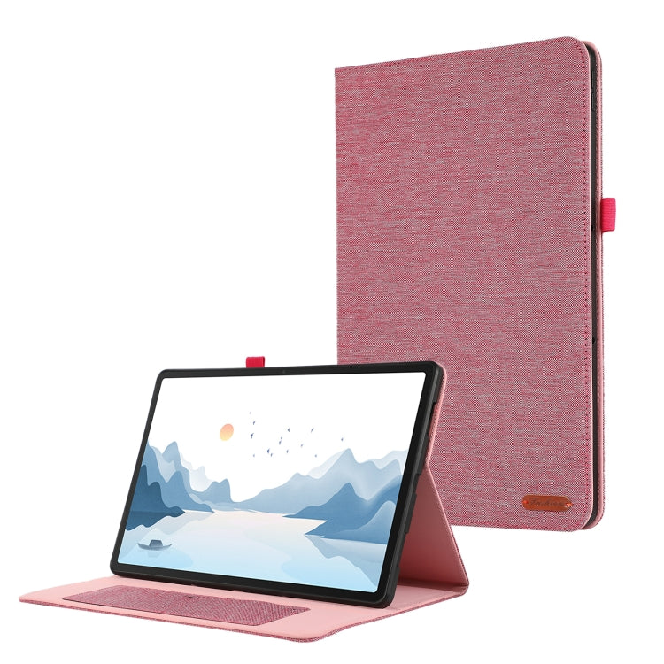 For Lenovo Tab P12 Horizontal Flip TPU + Fabric PU Leather Tablet Case(Rose Red) - Lenovo by PMC TechLife | Online Shopping South Africa | PMC TechLife | Buy Now Pay Later Mobicred