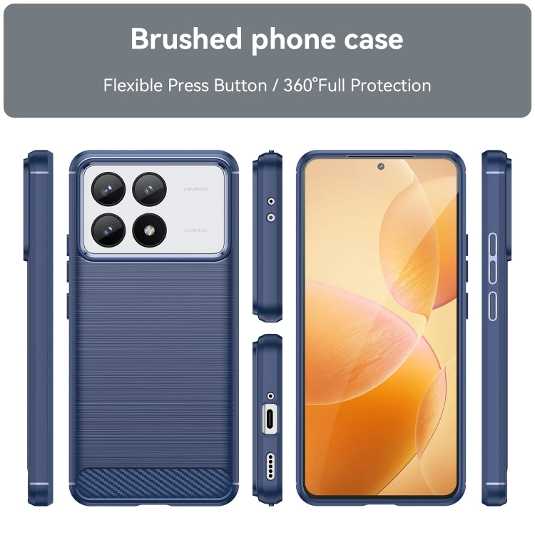 For Xiaomi Redmi K70 Pro Brushed Texture Carbon Fiber TPU Phone Case(Blue) - free shipping - PMC Jewellery - Order now!
