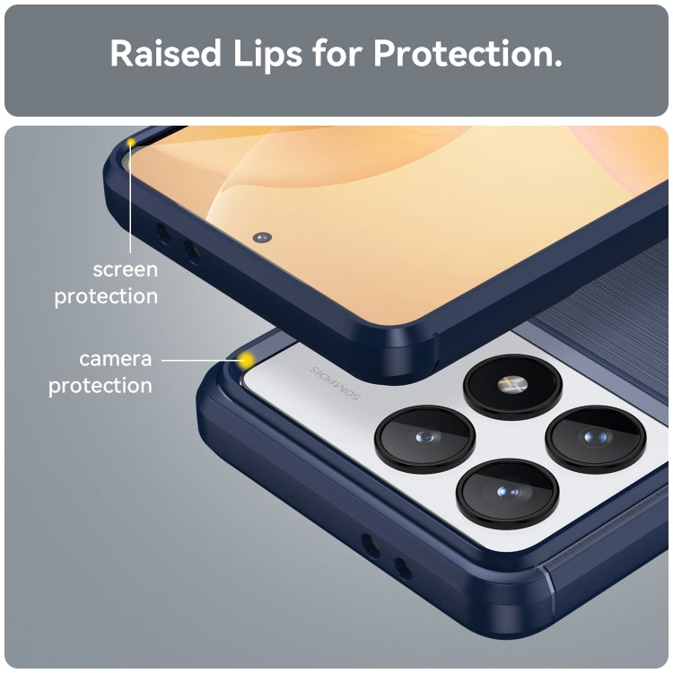 For Xiaomi Redmi K70 Pro Brushed Texture Carbon Fiber TPU Phone Case(Blue) - free shipping - PMC Jewellery - Order now!