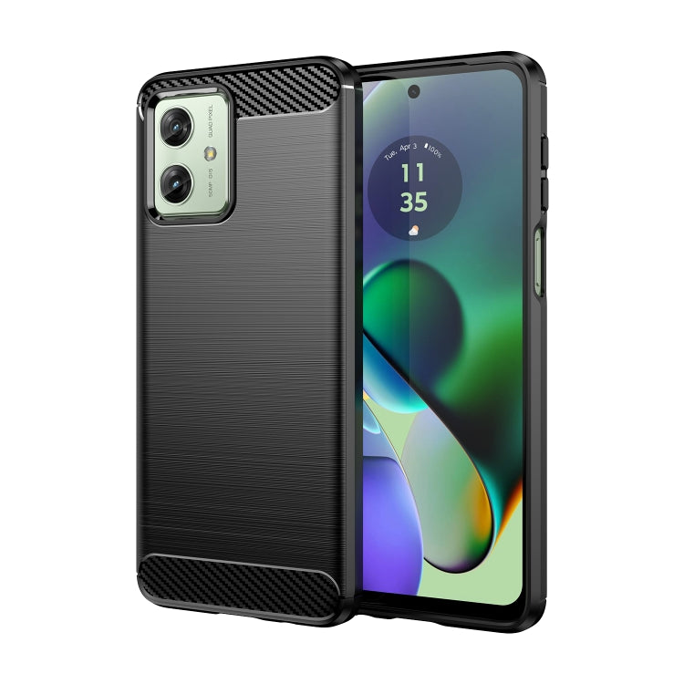 For Motorola Moto G54 Global Brushed Texture Carbon Fiber TPU Phone Case(Black) - Motorola Cases by PMC TechLife | Online Shopping South Africa | PMC TechLife | Buy Now Pay Later Mobicred