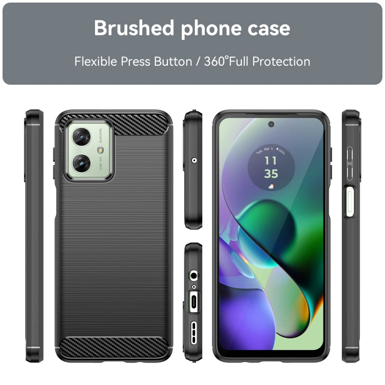 For Motorola Moto G54 Global Brushed Texture Carbon Fiber TPU Phone Case(Black) - Motorola Cases by PMC TechLife | Online Shopping South Africa | PMC TechLife | Buy Now Pay Later Mobicred