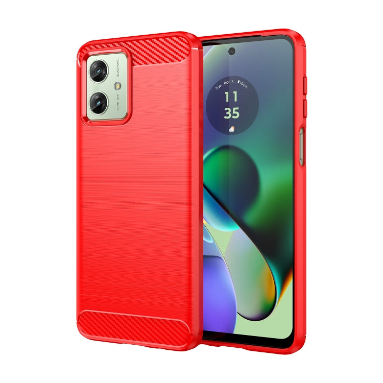 For Motorola Moto G54 Global Brushed Texture Carbon Fiber TPU Phone Case(Red) - Motorola Cases by PMC TechLife | Online Shopping South Africa | PMC TechLife | Buy Now Pay Later Mobicred