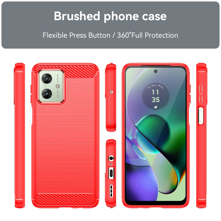 For Motorola Moto G54 Global Brushed Texture Carbon Fiber TPU Phone Case(Red) - Motorola Cases by PMC TechLife | Online Shopping South Africa | PMC TechLife | Buy Now Pay Later Mobicred