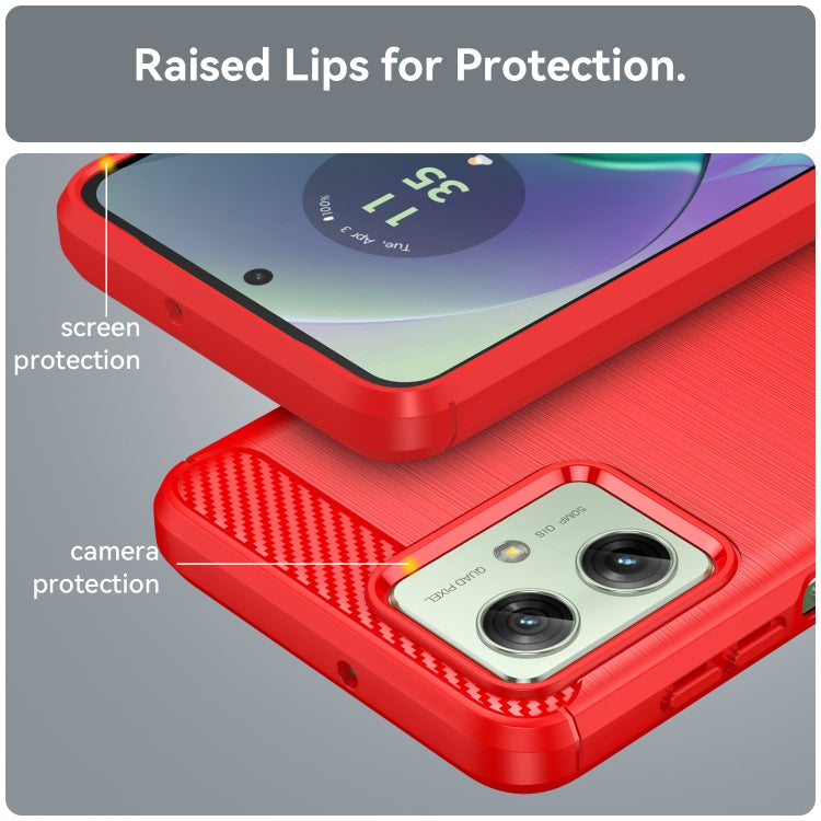 For Motorola Moto G54 Global Brushed Texture Carbon Fiber TPU Phone Case(Red) - Motorola Cases by PMC TechLife | Online Shopping South Africa | PMC TechLife | Buy Now Pay Later Mobicred