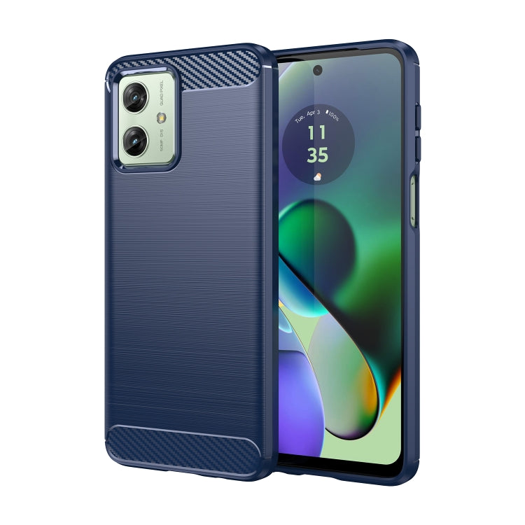 For Motorola Moto G54 Global Brushed Texture Carbon Fiber TPU Phone Case(Blue) - Motorola Cases by PMC TechLife | Online Shopping South Africa | PMC TechLife | Buy Now Pay Later Mobicred