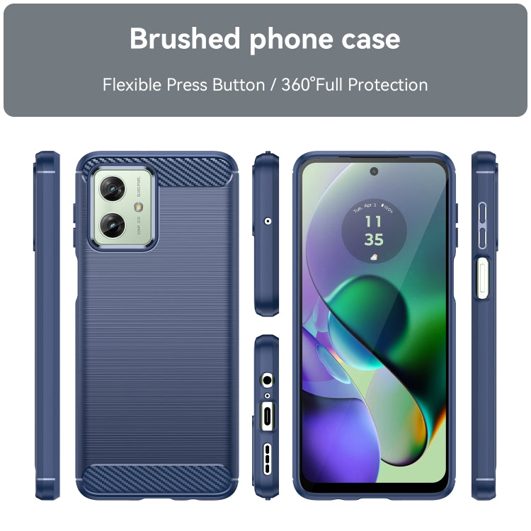 For Motorola Moto G54 Global Brushed Texture Carbon Fiber TPU Phone Case(Blue) - Motorola Cases by PMC TechLife | Online Shopping South Africa | PMC TechLife | Buy Now Pay Later Mobicred