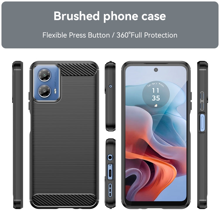 For Motorola Moto G34 Brushed Texture Carbon Fiber TPU Phone Case(Black) - Motorola Cases by PMC TechLife | Online Shopping South Africa | PMC TechLife