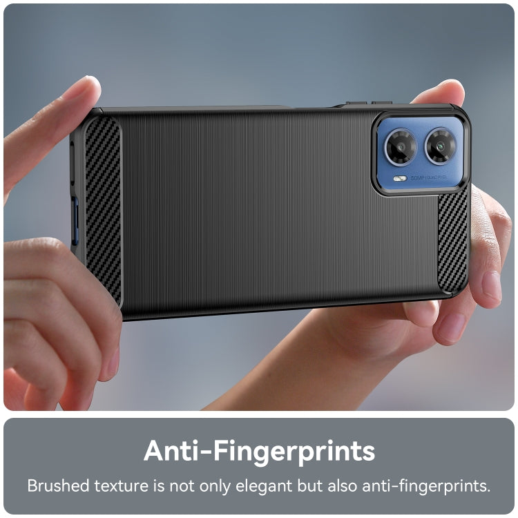 For Motorola Moto G34 Brushed Texture Carbon Fiber TPU Phone Case(Black) - Motorola Cases by PMC TechLife | Online Shopping South Africa | PMC TechLife