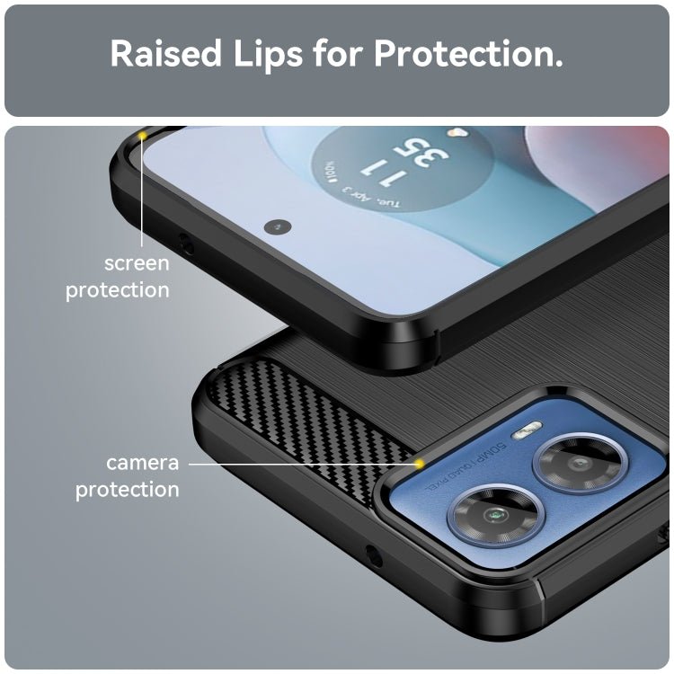 For Motorola Moto G34 Brushed Texture Carbon Fiber TPU Phone Case(Black) - Motorola Cases by PMC TechLife | Online Shopping South Africa | PMC TechLife