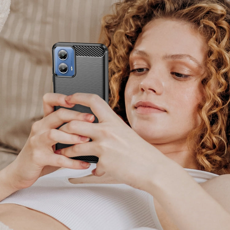 For Motorola Moto G34 Brushed Texture Carbon Fiber TPU Phone Case(Black) - Motorola Cases by PMC TechLife | Online Shopping South Africa | PMC TechLife