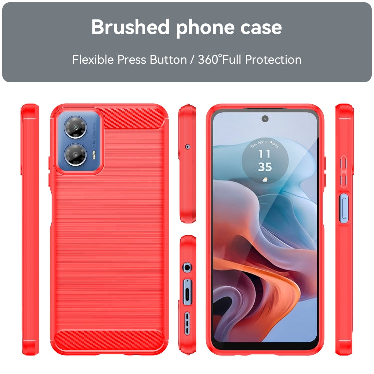 For Motorola Moto G34 Brushed Texture Carbon Fiber TPU Phone Case(Red) - Motorola Cases by PMC TechLife | Online Shopping South Africa | PMC TechLife | Buy Now Pay Later Mobicred