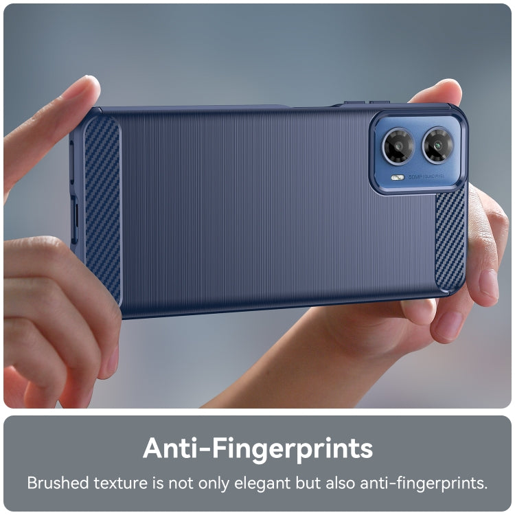 For Motorola Moto G34 Brushed Texture Carbon Fiber TPU Phone Case(Blue) - Motorola Cases by PMC TechLife | Online Shopping South Africa | PMC TechLife | Buy Now Pay Later Mobicred