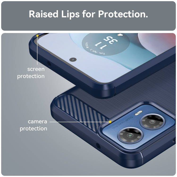 For Motorola Moto G34 Brushed Texture Carbon Fiber TPU Phone Case(Blue) - Motorola Cases by PMC TechLife | Online Shopping South Africa | PMC TechLife | Buy Now Pay Later Mobicred