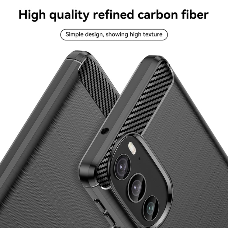 For Motorola Edge 30 Pro Brushed Texture Carbon Fiber TPU Phone Case(Black) - Motorola Cases by PMC TechLife | Online Shopping South Africa | PMC TechLife | Buy Now Pay Later Mobicred