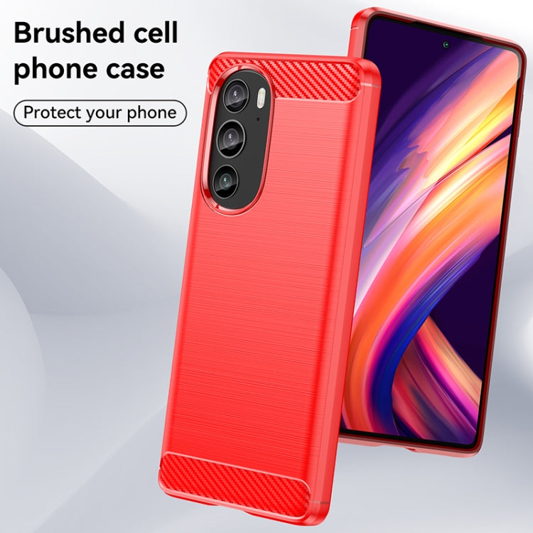 For Motorola Edge 30 Pro Brushed Texture Carbon Fiber TPU Phone Case(Red) - Motorola Cases by PMC TechLife | Online Shopping South Africa | PMC TechLife | Buy Now Pay Later Mobicred