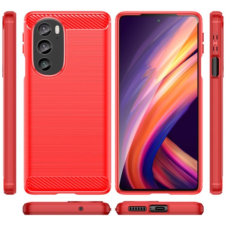 For Motorola Edge 30 Pro Brushed Texture Carbon Fiber TPU Phone Case(Red) - Motorola Cases by PMC TechLife | Online Shopping South Africa | PMC TechLife | Buy Now Pay Later Mobicred