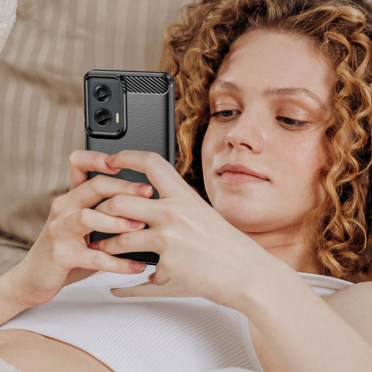 For Motorola Moto G Stylus 5G 2024 Brushed Texture Carbon Fiber TPU Phone Case(Black) - Motorola Cases by PMC TechLife | Online Shopping South Africa | PMC TechLife | Buy Now Pay Later Mobicred