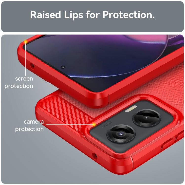 For Motorola Moto G Stylus 5G 2024 Brushed Texture Carbon Fiber TPU Phone Case(Red) - Motorola Cases by PMC TechLife | Online Shopping South Africa | PMC TechLife | Buy Now Pay Later Mobicred