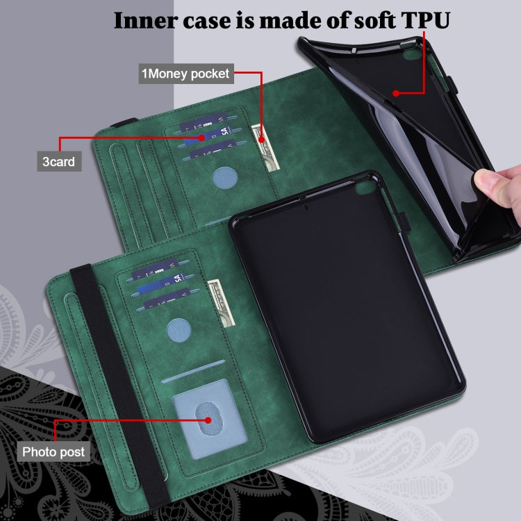 For Samsung Galaxy Tab S9 Lace Flower Embossing Pattern Leather Tablet Case(Green) - free shipping - PMC Jewellery - Order now!