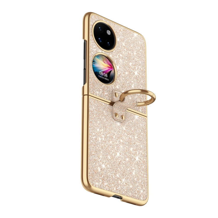 For Huawei P50 Pocket Plating Gradient Color Glitter Phone Case With Ring Holder(Gold) - Huawei Cases by PMC TechLife | Online Shopping South Africa | PMC TechLife | Buy Now Pay Later Mobicred