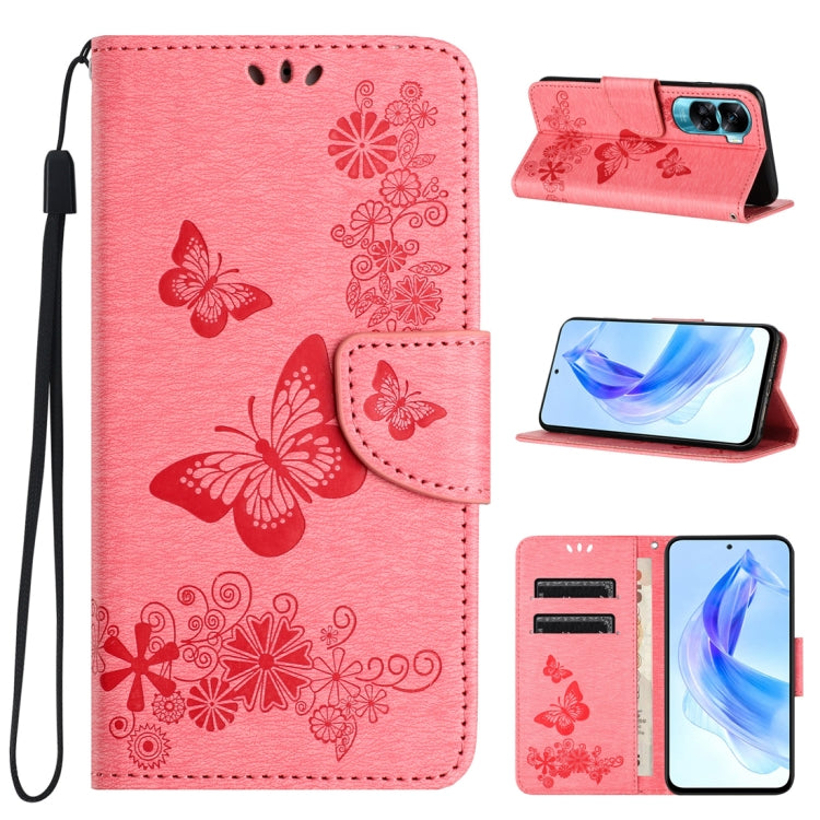 For Honor 90 Lite Butterfly Embossed Flip Leather Phone Case(Pink) - Honor Cases by PMC TechLife | Online Shopping South Africa | PMC TechLife