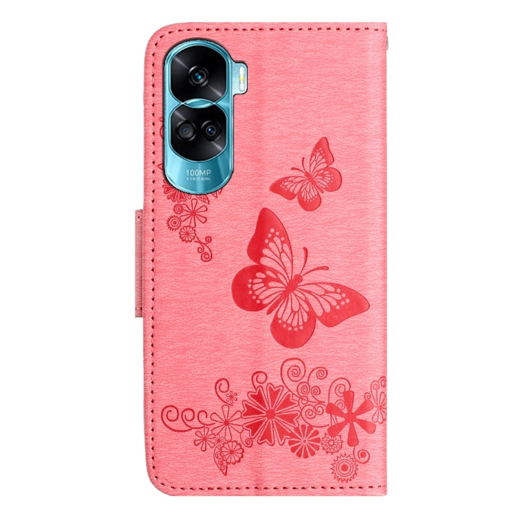 For Honor 90 Lite Butterfly Embossed Flip Leather Phone Case(Pink) - Honor Cases by PMC TechLife | Online Shopping South Africa | PMC TechLife