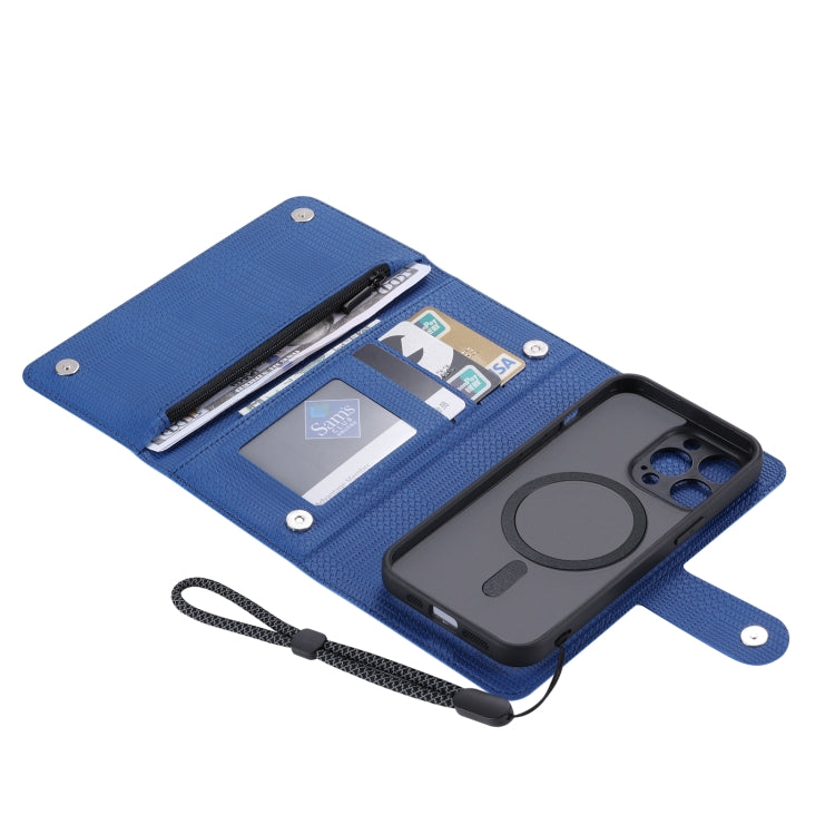 For iPhone 13 ViLi GHB Series MagSafe Magnetic Zipper Leather Phone Case(Blue) - free shipping - PMC Jewellery - Order now!