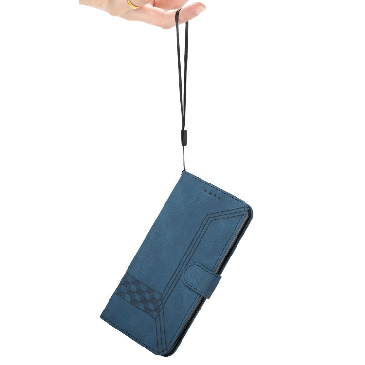 For Motorola Edge 40 Cubic Skin Feel Flip Leather Phone Case(Blue) - Motorola Cases by PMC TechLife | Online Shopping South Africa | PMC TechLife | Buy Now Pay Later Mobicred