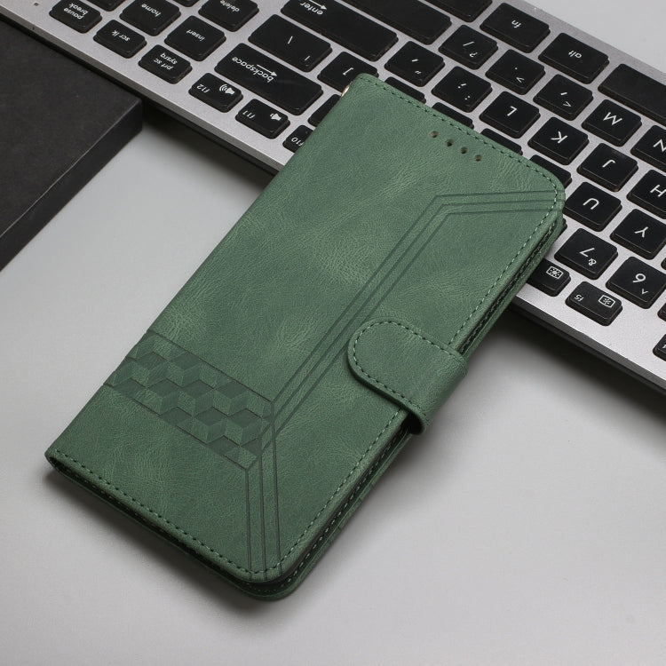 For Motorola Moto G Power 5G 2024 Cubic Skin Feel Flip Leather Phone Case(Green) - Motorola Cases by PMC Jewellery | Online Shopping South Africa | PMC Jewellery | Buy Now Pay Later Mobicred