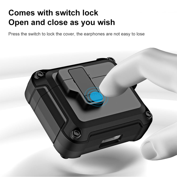 For AirPods 3 TPU + PC Wireless Bluetooth Earphone Protective Case with Switch Lock & Hook(White) - For AirPods 3 by PMC Jewellery | Online Shopping South Africa | PMC Jewellery | Buy Now Pay Later Mobicred