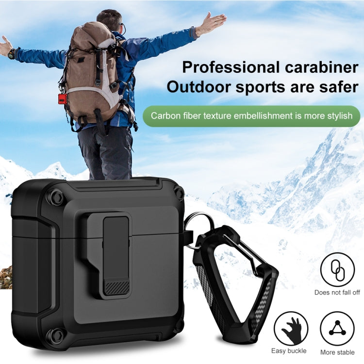 For AirPods 3 TPU + PC Wireless Bluetooth Earphone Protective Case with Switch Lock & Hook(Black) - For AirPods 3 by PMC Jewellery | Online Shopping South Africa | PMC Jewellery | Buy Now Pay Later Mobicred