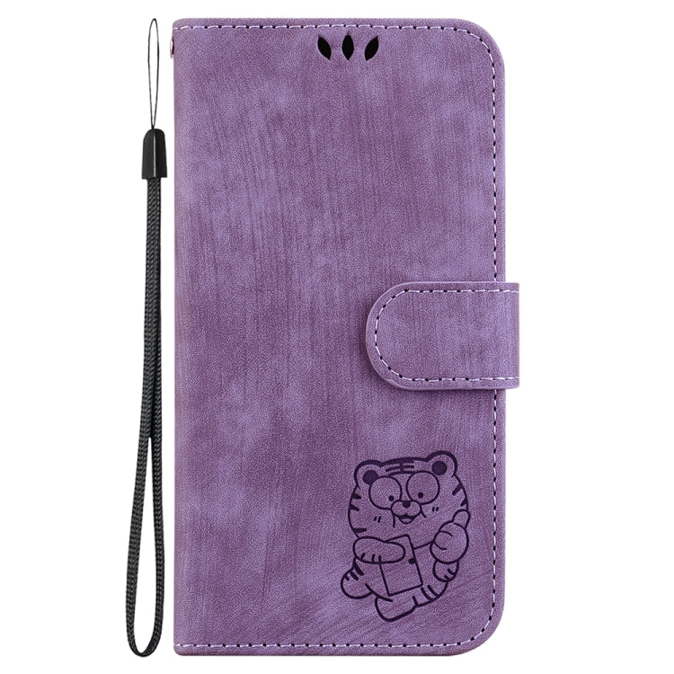 For Motorola Edge 2024 Little Tiger Embossed Leather Phone Case(Purple) - Motorola Cases by PMC Jewellery | Online Shopping South Africa | PMC Jewellery | Buy Now Pay Later Mobicred