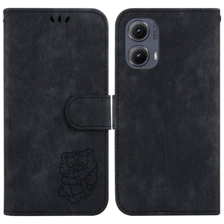 For Motorola Edge 2024 Little Tiger Embossed Leather Phone Case(Black) - Motorola Cases by PMC Jewellery | Online Shopping South Africa | PMC Jewellery | Buy Now Pay Later Mobicred