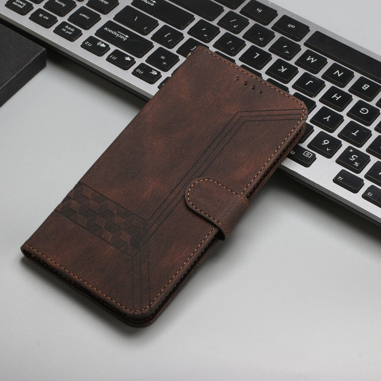 For iPhone 16 Cubic Skin Feel Flip Leather Phone Case(Brown) - iPhone 16 Cases by PMC TechLife | Online Shopping South Africa | PMC TechLife | Buy Now Pay Later Mobicred