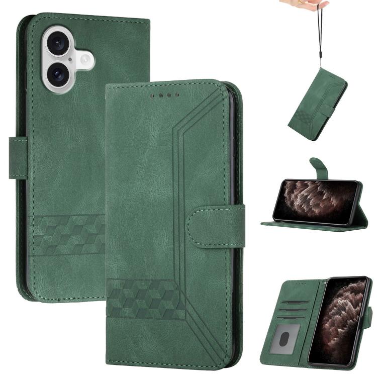 For iPhone 17 Cubic Skin Feel Flip Leather Phone Case(Green) - free shipping - PMc TechLife - Order now!