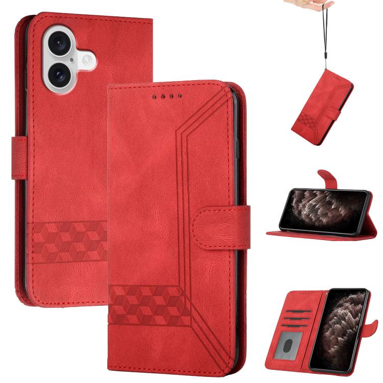 For iPhone 17 Cubic Skin Feel Flip Leather Phone Case(Red) - free shipping - PMc TechLife - Order now!