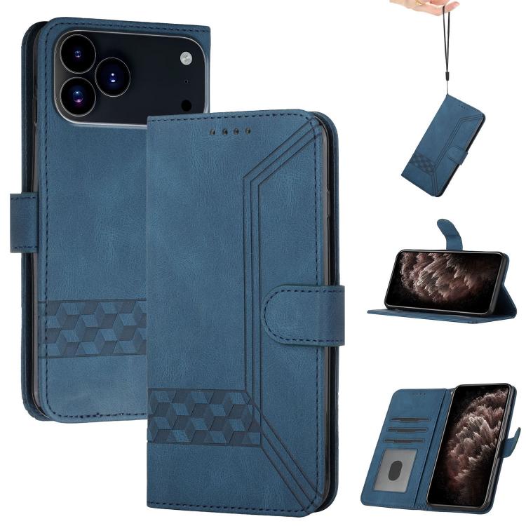 For iPhone 17 Pro Max Cubic Skin Feel Flip Leather Phone Case(Blue) - free shipping - PMc TechLife - Order now!