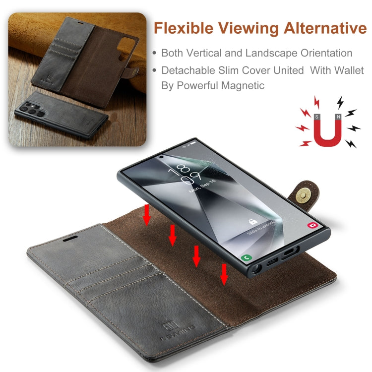 For Samsung Galaxy S24 Ultra 5G DG.MING Crazy Horse Texture Detachable Magnetic Leather Case(Grey) - free shipping - PMC Jewellery - Order now!