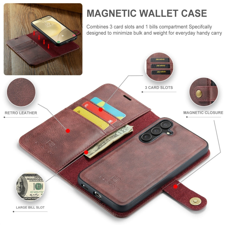 For Samsung Galaxy S24 5G DG.MING Crazy Horse Texture Detachable Magnetic Leather Case(Red) - free shipping - PMC Jewellery - Order now!