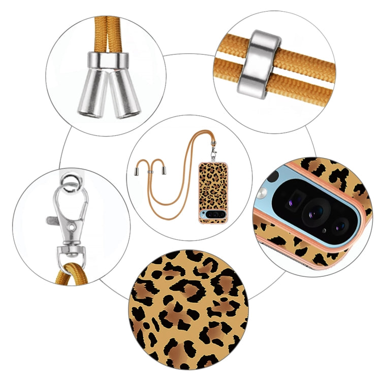 For Google Pixel 9 / 9 Pro Electroplating Dual-side IMD Phone Case with Lanyard(Leopard Print) - Google Cases by PMC TechLife | Online Shopping South Africa | PMC TechLife | Buy Now Pay Later Mobicred