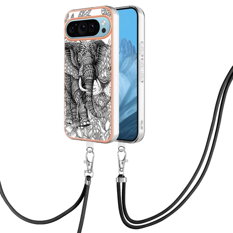 For Google Pixel 9 / 9 Pro Electroplating Dual-side IMD Phone Case with Lanyard(Totem Elephant) - free shipping - PMC TechLife - Order now!