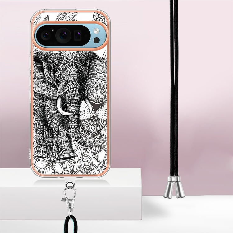 For Google Pixel 9 / 9 Pro Electroplating Dual-side IMD Phone Case with Lanyard(Totem Elephant) - free shipping - PMC TechLife - Order now!