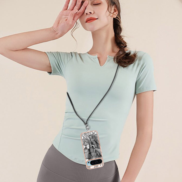 For Google Pixel 9 / 9 Pro Electroplating Dual-side IMD Phone Case with Lanyard(Totem Elephant) - free shipping - PMC TechLife - Order now!