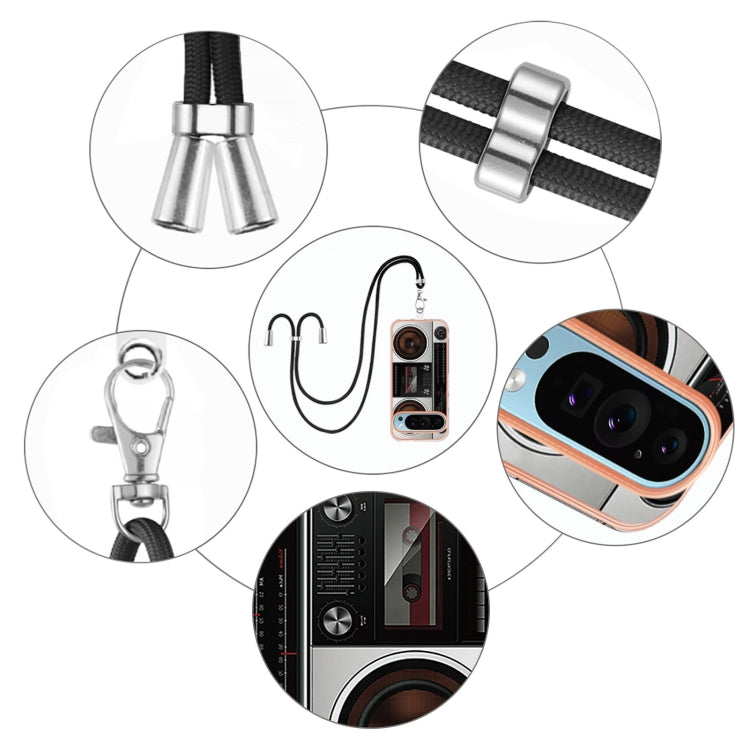 For Google Pixel 9 / 9 Pro Electroplating Dual-side IMD Phone Case with Lanyard(Retro Radio) - Google Cases by PMC TechLife | Online Shopping South Africa | PMC TechLife | Buy Now Pay Later Mobicred