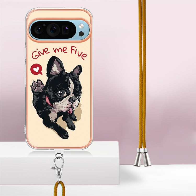 For Google Pixel 9 / 9 Pro Electroplating Dual-side IMD Phone Case with Lanyard(Lucky Dog) - Google Cases by PMC TechLife | Online Shopping South Africa | PMC TechLife | Buy Now Pay Later Mobicred