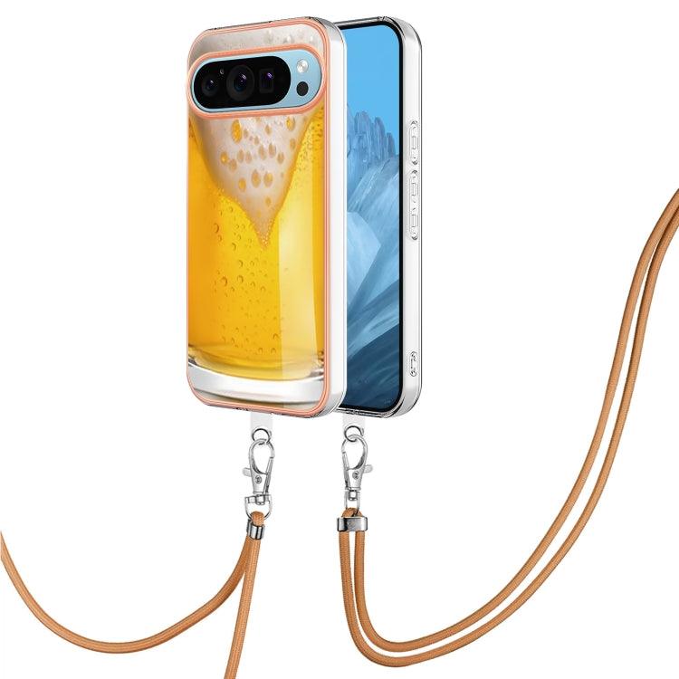 For Google Pixel 9 / 9 Pro Electroplating Dual-side IMD Phone Case with Lanyard(Draft Beer) - Google Cases by PMC TechLife | Online Shopping South Africa | PMC TechLife | Buy Now Pay Later Mobicred