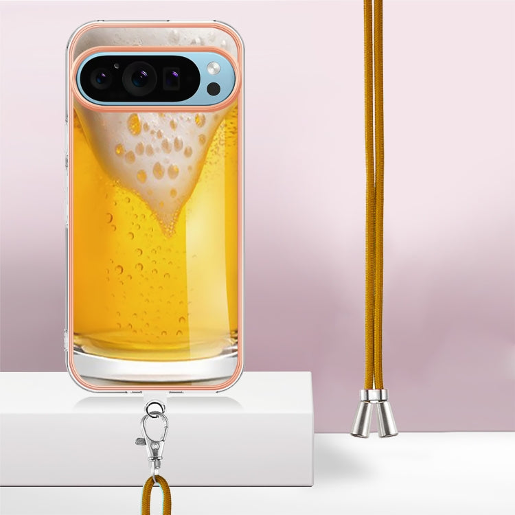 For Google Pixel 9 / 9 Pro Electroplating Dual-side IMD Phone Case with Lanyard(Draft Beer) - Google Cases by PMC TechLife | Online Shopping South Africa | PMC TechLife | Buy Now Pay Later Mobicred