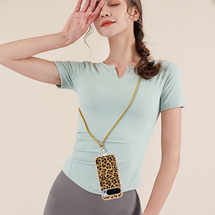 For Google Pixel 9 Pro XL Electroplating Dual-side IMD Phone Case with Lanyard(Leopard Print) - Google Cases by PMC TechLife | Online Shopping South Africa | PMC TechLife | Buy Now Pay Later Mobicred