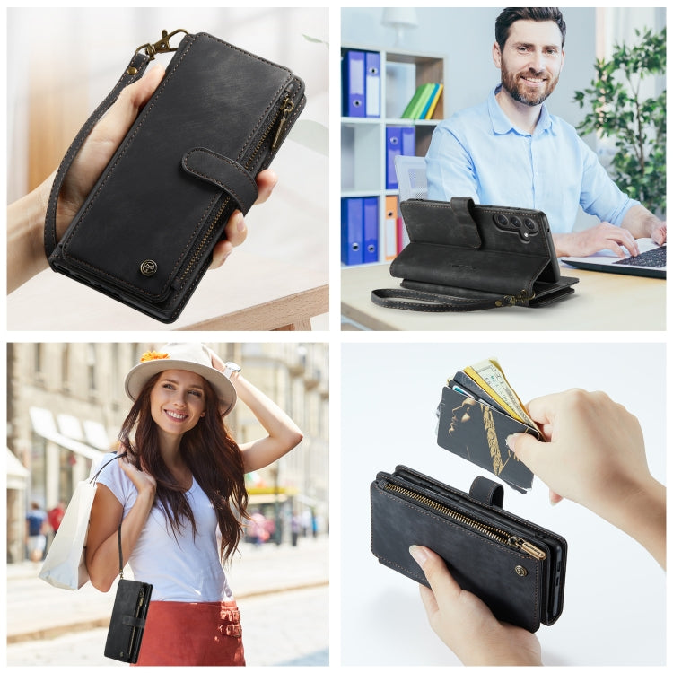 For Samsung Galaxy S23 FE CaseMe C30 Card Slots Zipper Wallet Leather Phone Case(Black) - free shipping - PMC Jewellery - Order now!