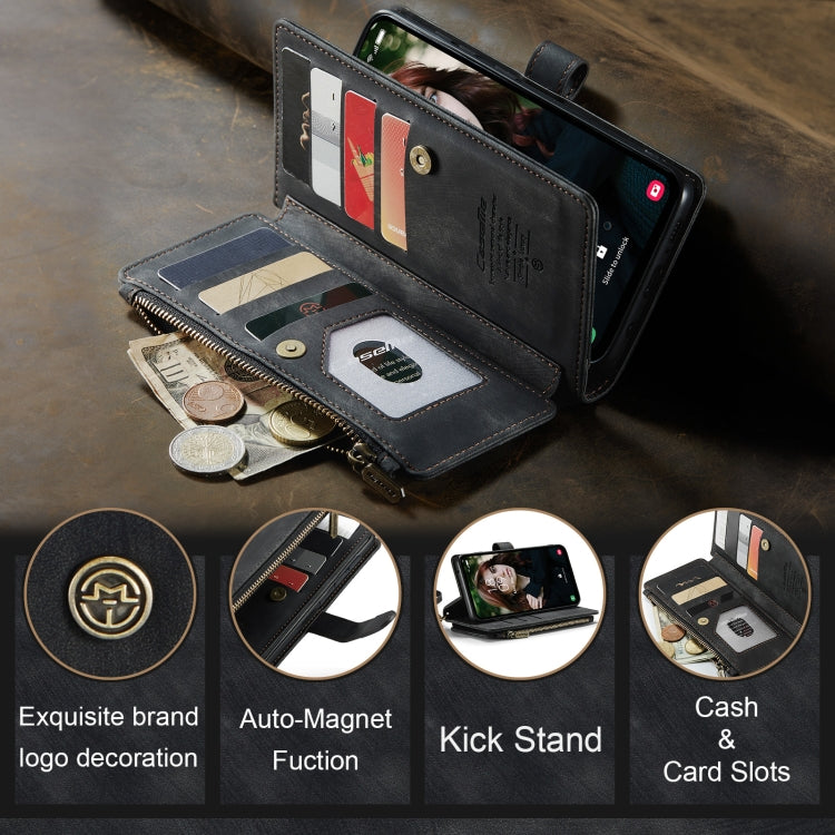 For Samsung Galaxy S23 FE CaseMe C30 Card Slots Zipper Wallet Leather Phone Case(Black) - free shipping - PMC Jewellery - Order now!